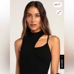 Lulu's Black Asymmetrical Cutout Bodysuit